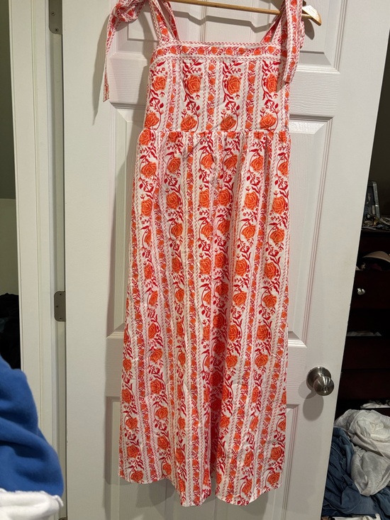 Avara Dresses & Skirts - Women's Orange Floral Maxi Dress with Tie Straps